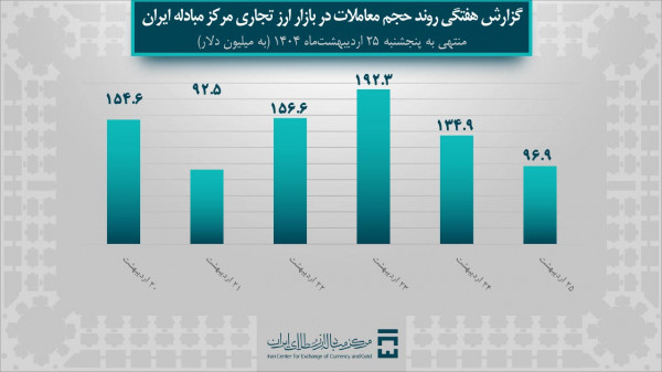۸۲۸ میلیون دلار معامله ارزی در یک هفته؛ بازار ارز تجاری پررونق شد