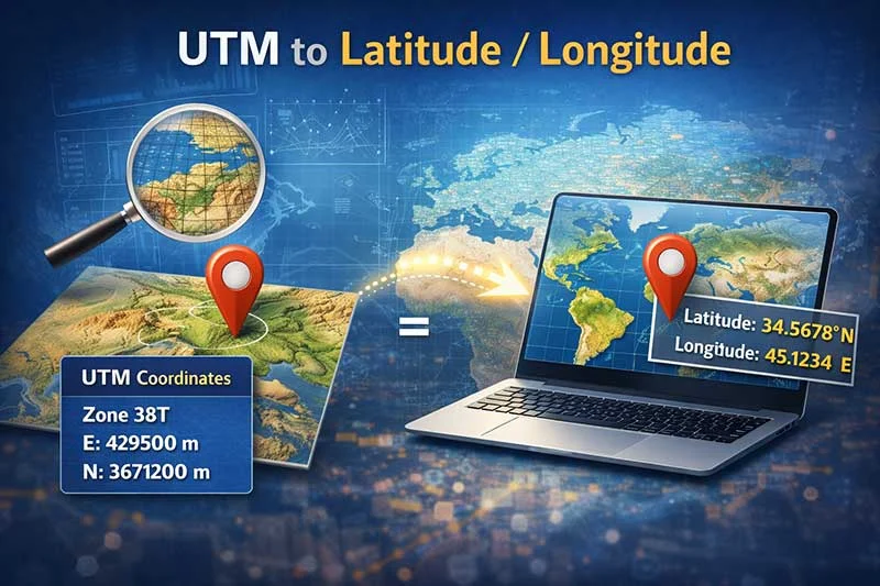 تبدیل UTM به مختصات جغرافیایی