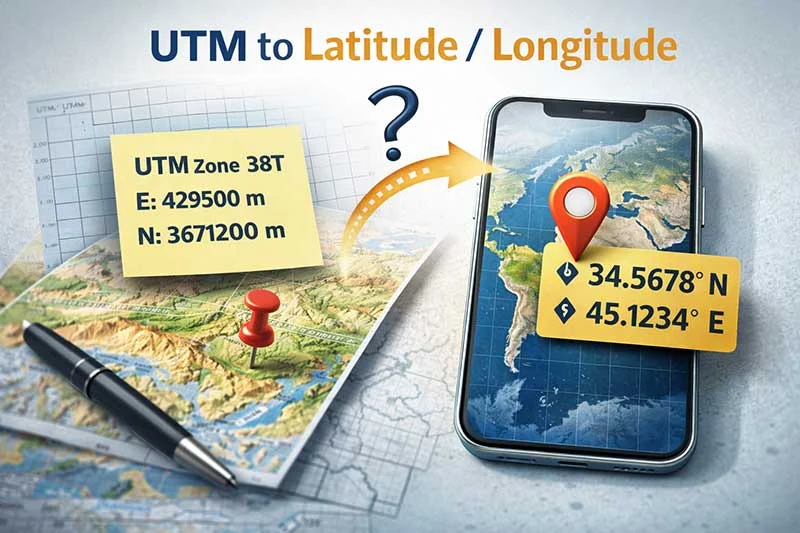 Google | برنامه نویسی تبدیل UTM به مختصات جغرافیایی